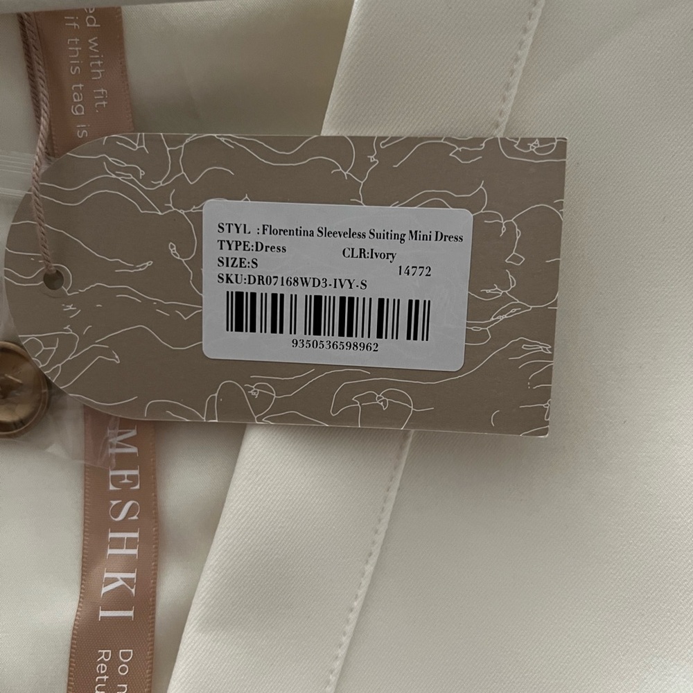 NWT MESHKI FLORENTINA SLEEVELESS SUITING MINI DRESS IVORY - S - Picture 7 of 7